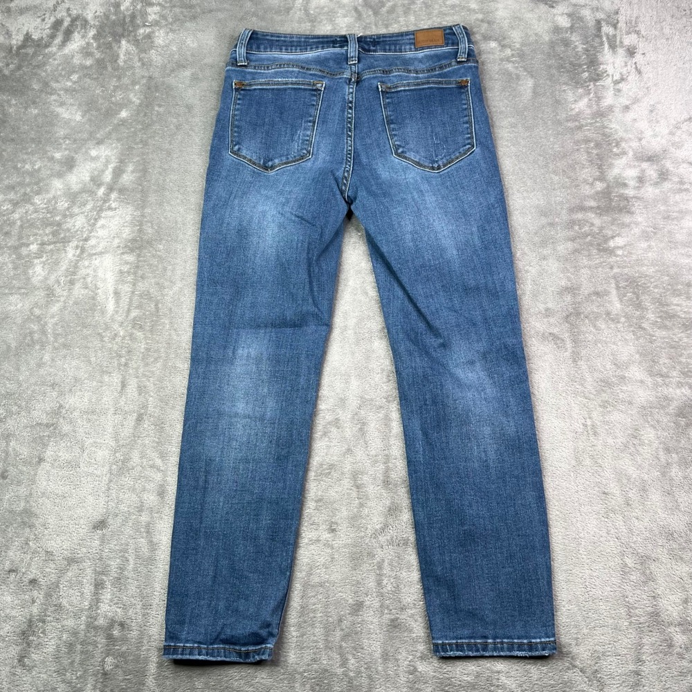 Judy Blue Relaxed Fit Jeans Womens 29 Blue Solid Stretch Denim Whiskered Preppy - Picture 2 of 14